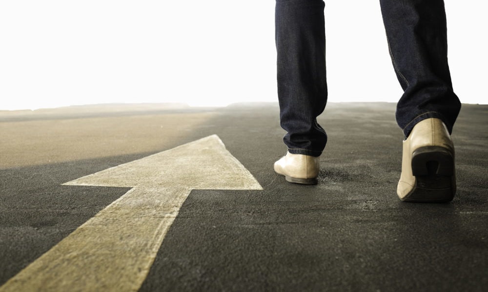 Concept of a man follows the right way