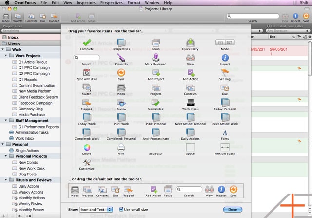 OmniFocus Toolbar Customization OmniFocus Toolbar Customization