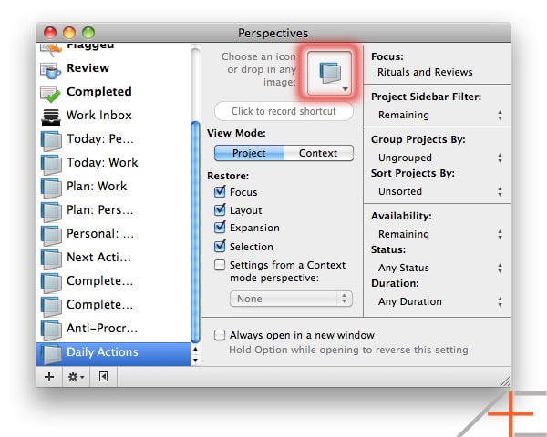 OmniFocus Adding Perspective Icons OmniFocus Adding Perspective Icons