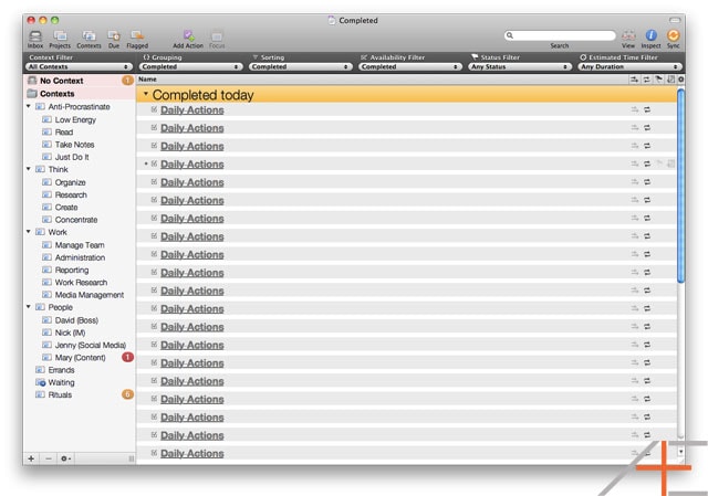 OmniFocus: Tom Jenkins' Completed Perspective OmniFocus: Tom Jenkins' Completed Perspective