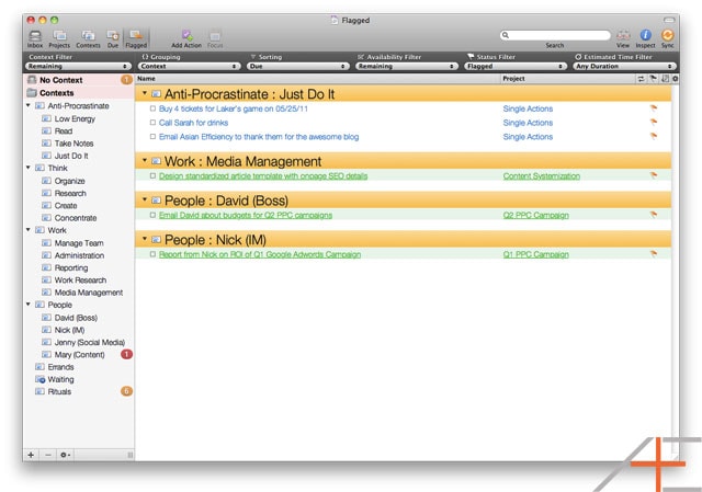 OmniFocus: Tom Jenkins' Flagged Perspective OmniFocus: Tom Jenkins' Flagged Perspective