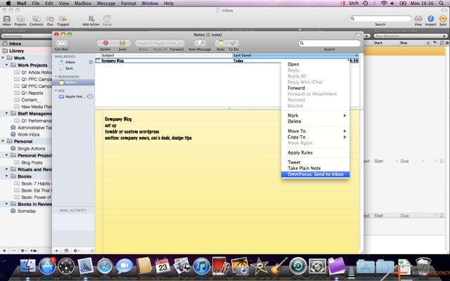 OmniFocus and Apple Mail Send to Inbox OmniFocus and Apple Mail Send to Inbox