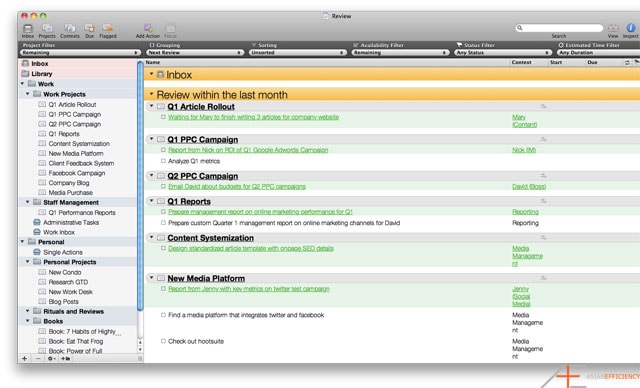 OmniFocus Review View OmniFocus Review View