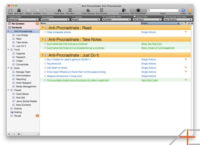 OmniFocus Workflow: Tom Jenkins' Anti-Procrastinate View OmniFocus Workflow: Tom Jenkins' Anti-Procrastinate View