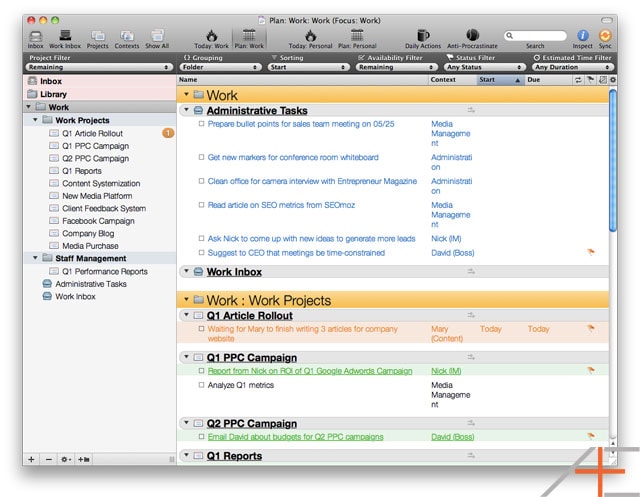 OmniFocus Workflow: Tom Jenkins' Work Planning View OmniFocus Workflow: Tom Jenkins' Work Planning View
