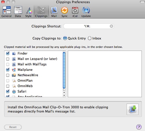 Omnifocus clippings preferences Omnifocus clippings preferences