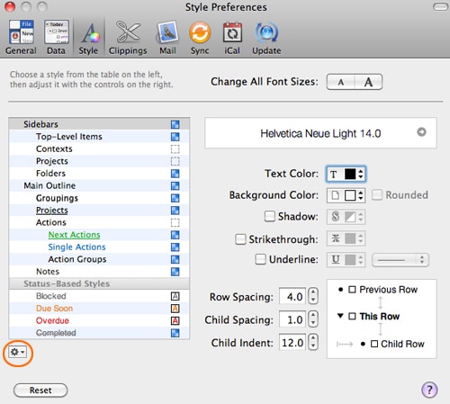Omnifocus style preferences Omnifocus style preferences