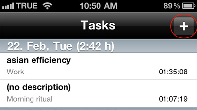 Create a new task in Toggle by pressing the PLUS button on top right corner. Create a new task in Toggle by pressing the PLUS button on top right corner.