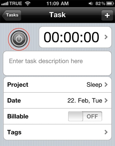 Press the gray button to start your timer in Toggl. Press the gray button to start your timer in Toggl.