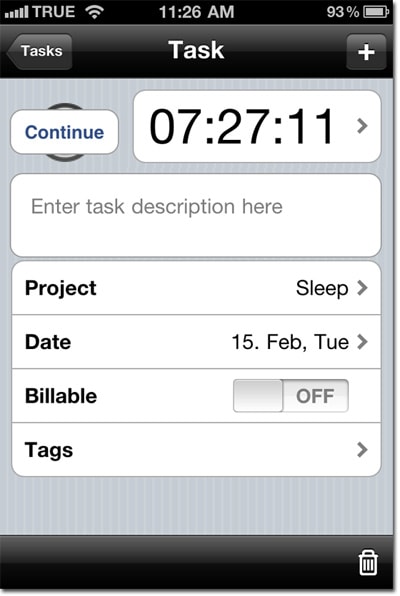 Screenshot of sleep activity with time tracking tool Toggl Screenshot of sleep activity with time tracking tool Toggl